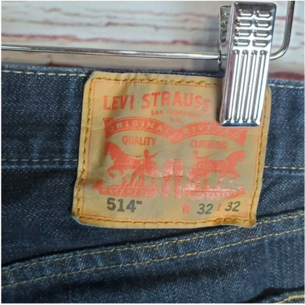 Levi's 514 Straight Leg Jeans Men's Size 32x32 Low Rise Blue Dark Wash Denim